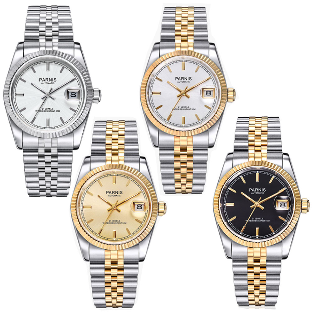 Rolex Watch Datejust - Relógio Automático Masculino Parnis 36mm Miyota