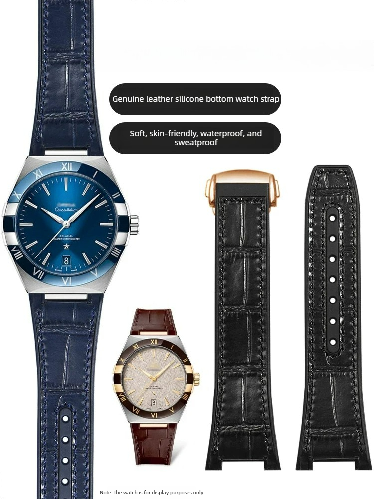 Omega Watch Constellation - Pulseira de Relógio em Couro e