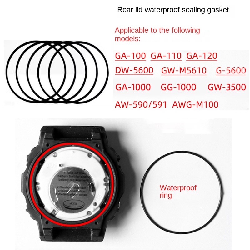 Casio Watch G-Shock Dw-5600 - Tampa traseira anel à prova d'água